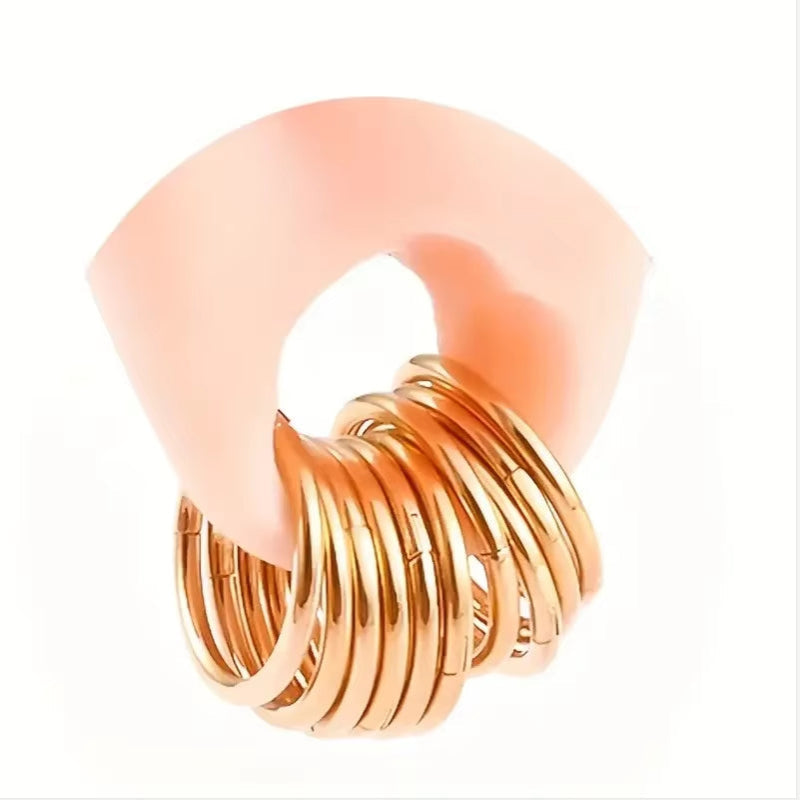 5Pcs Punk Stainless Steel Piercing Creative Earrings Septum Piercing Nose Ring Ear Expanders Ear Gauges Personliaty Jewelry